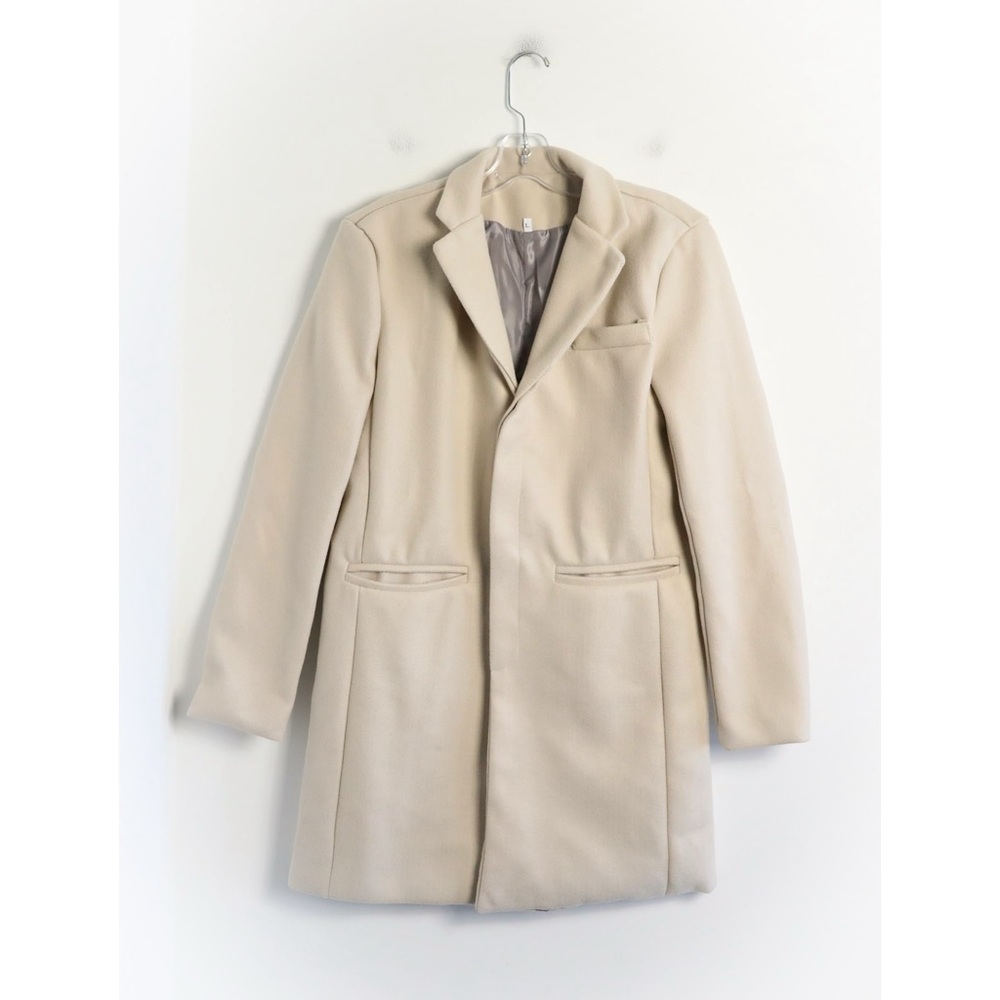 Cream Beige coat women's warm fall winter peacoat Size L fits like Small classic